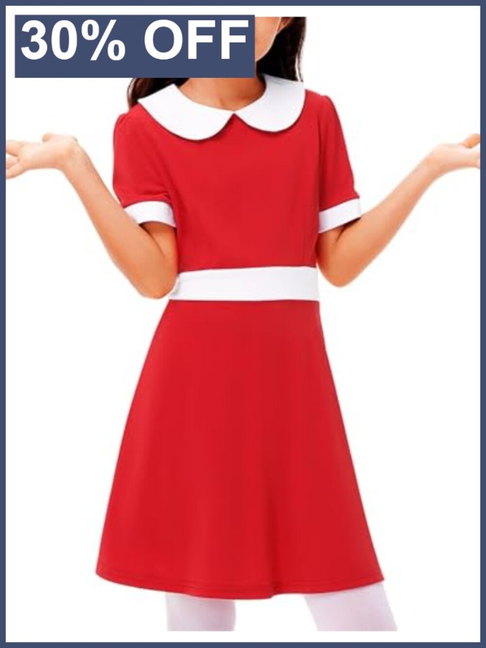 Girls Peter Pan Collar A-Line Dress Halloween Short Sleeve